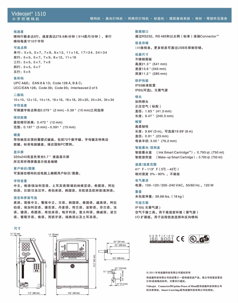 Videojet1510 连续喷墨喷码机(图2)